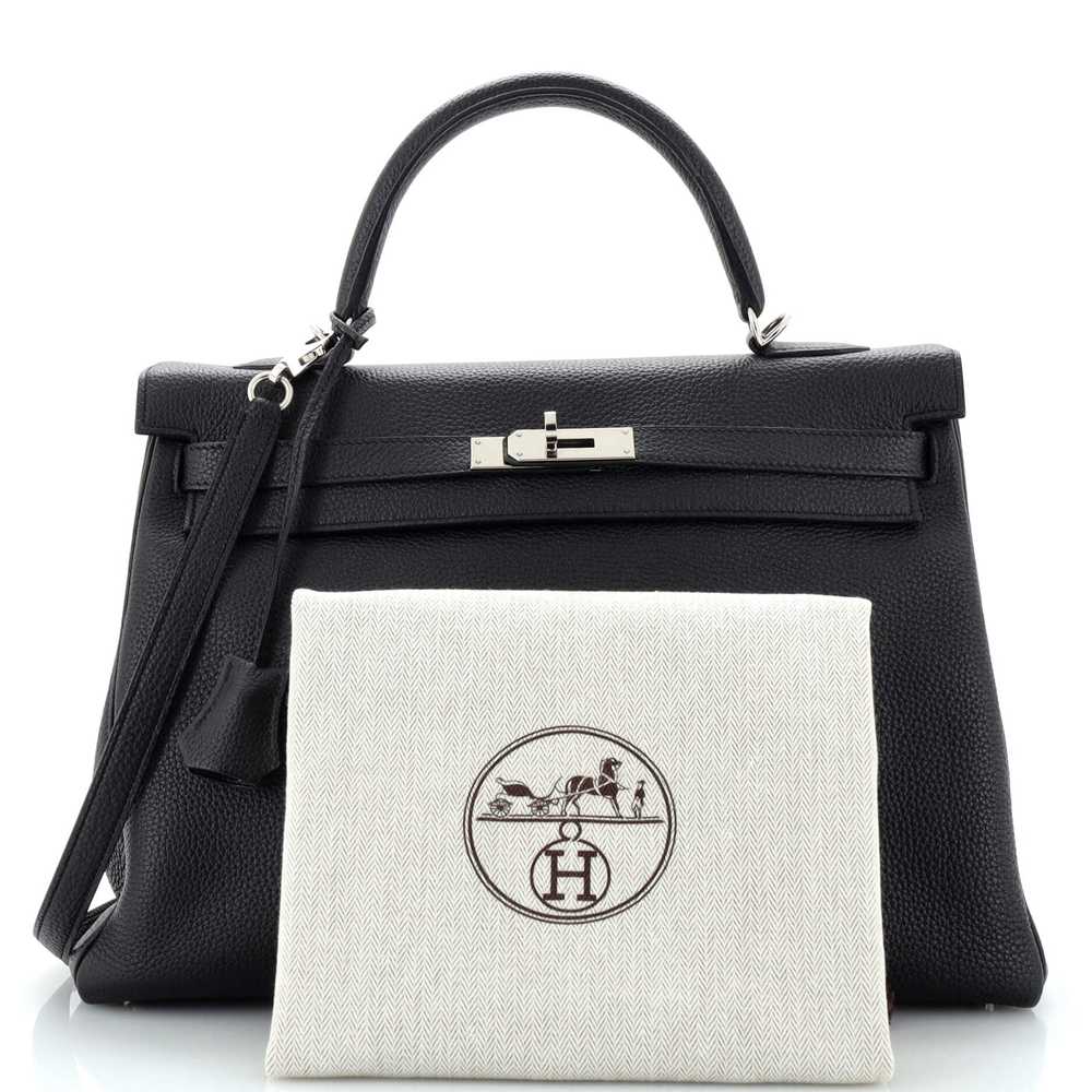Hermes Kelly Handbag Noir Togo with Palladium Har… - image 2