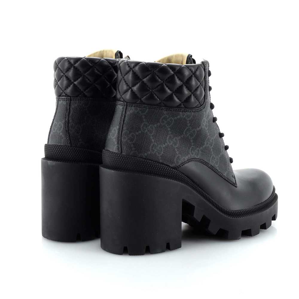 GUCCI Women's Lace Up Heeled Ankle Boots GG Coate… - image 3