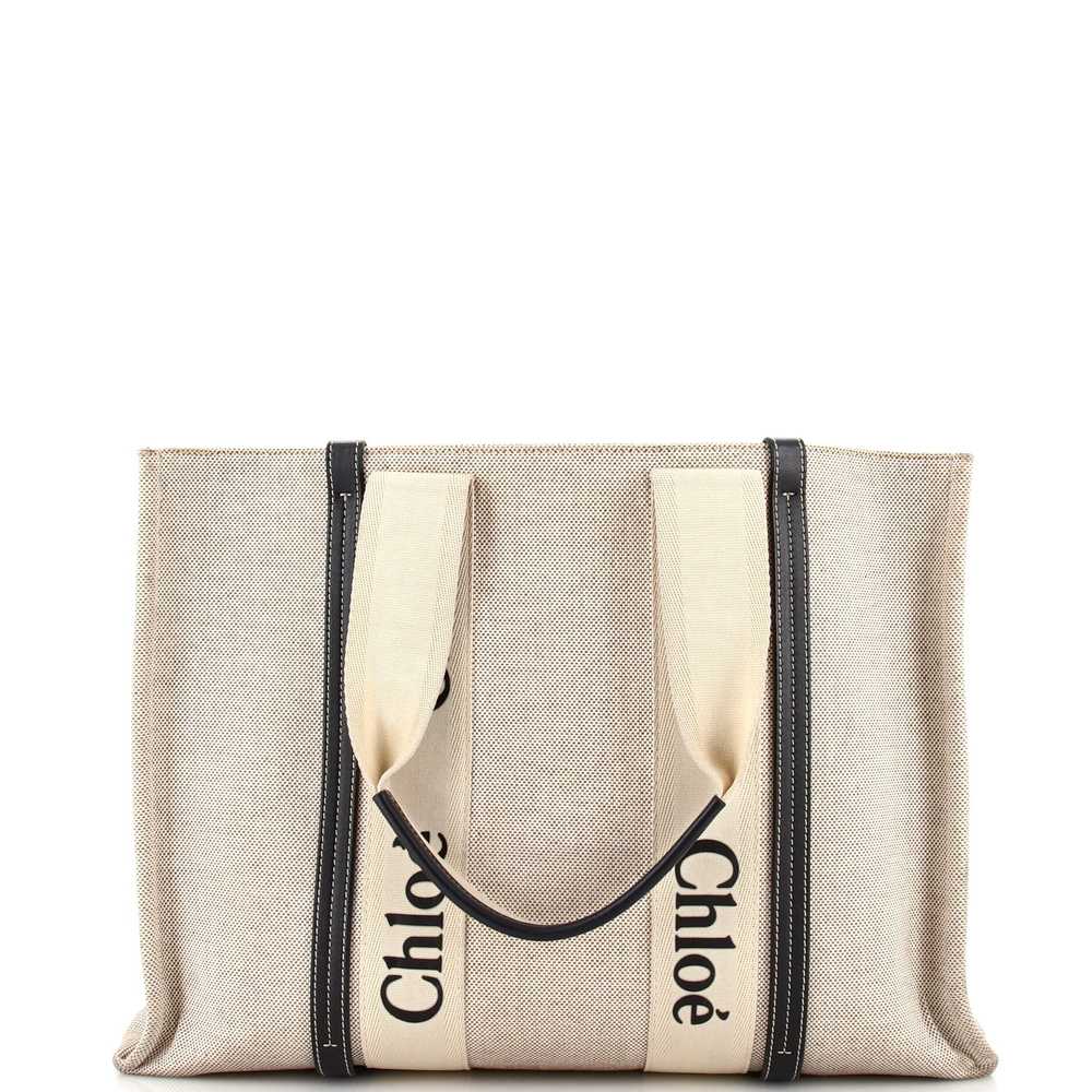 CHLOE Woody Tote Canvas with Leather Large - image 3
