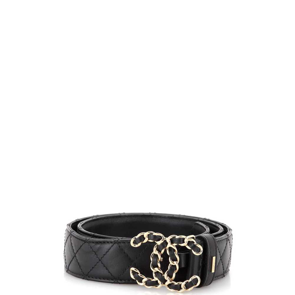 CHANEL Woven Chain CC Buckle Belt Quilted Leather… - image 1