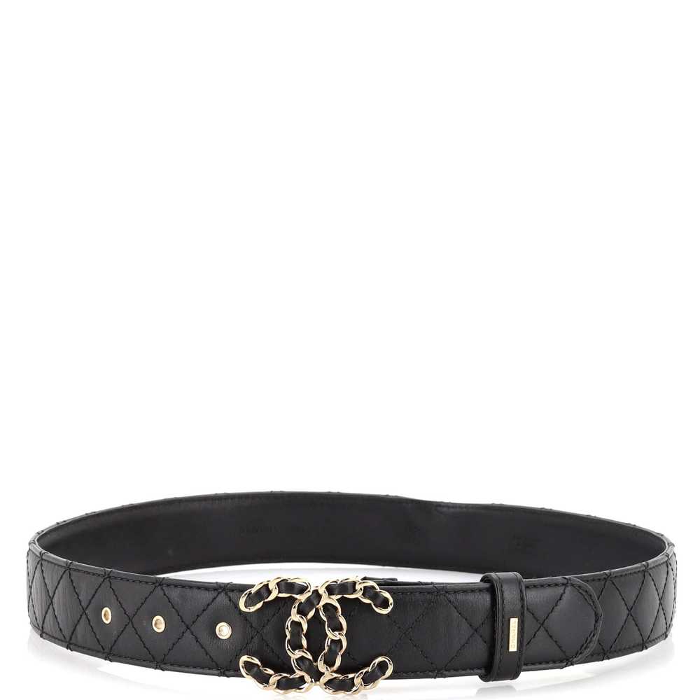CHANEL Woven Chain CC Buckle Belt Quilted Leather… - image 2