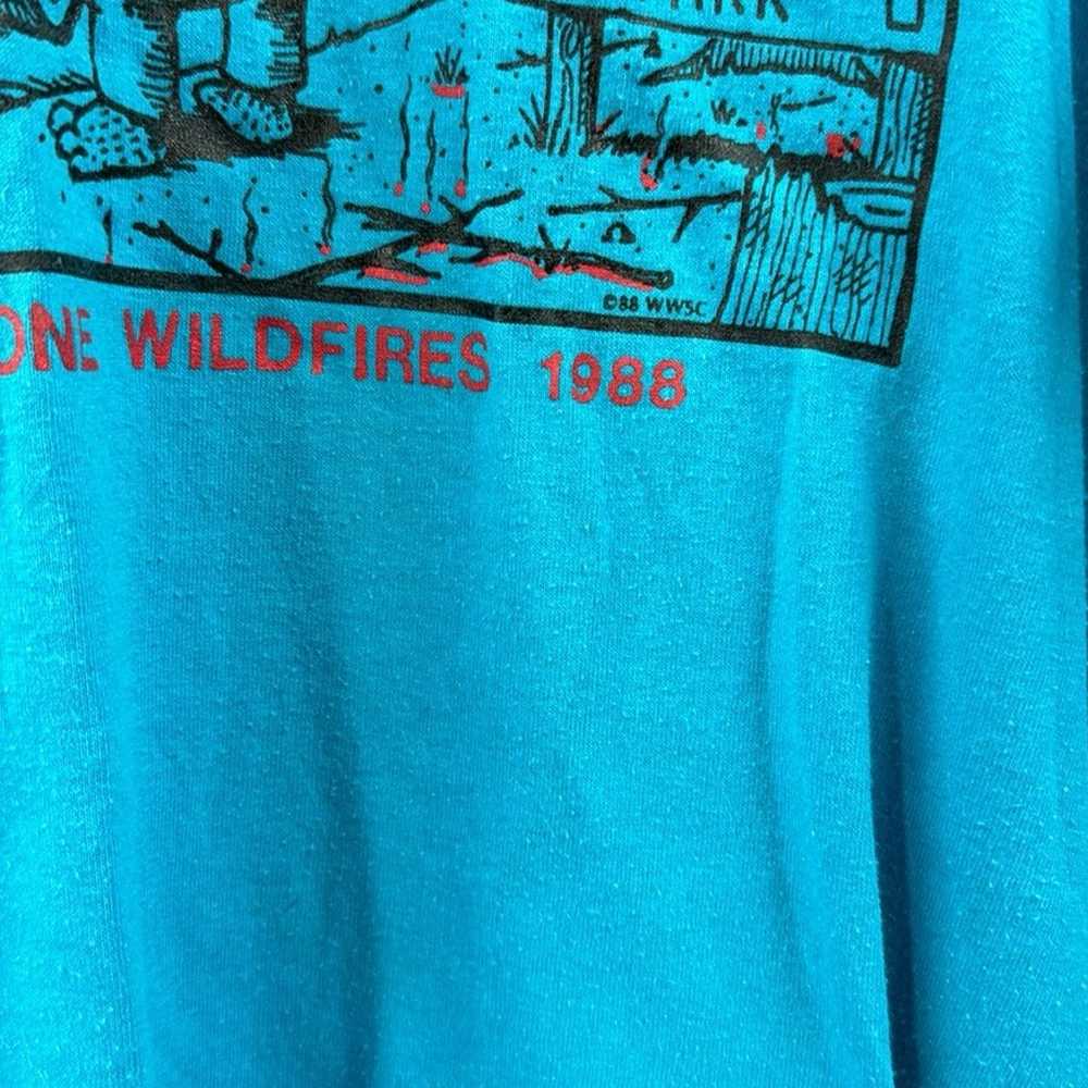 Vintage 1988 Yellowstone fire hey happens blue t … - image 3