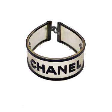 CHANEL Vintage Clear And Black Rubber Logo Quatre… - image 1