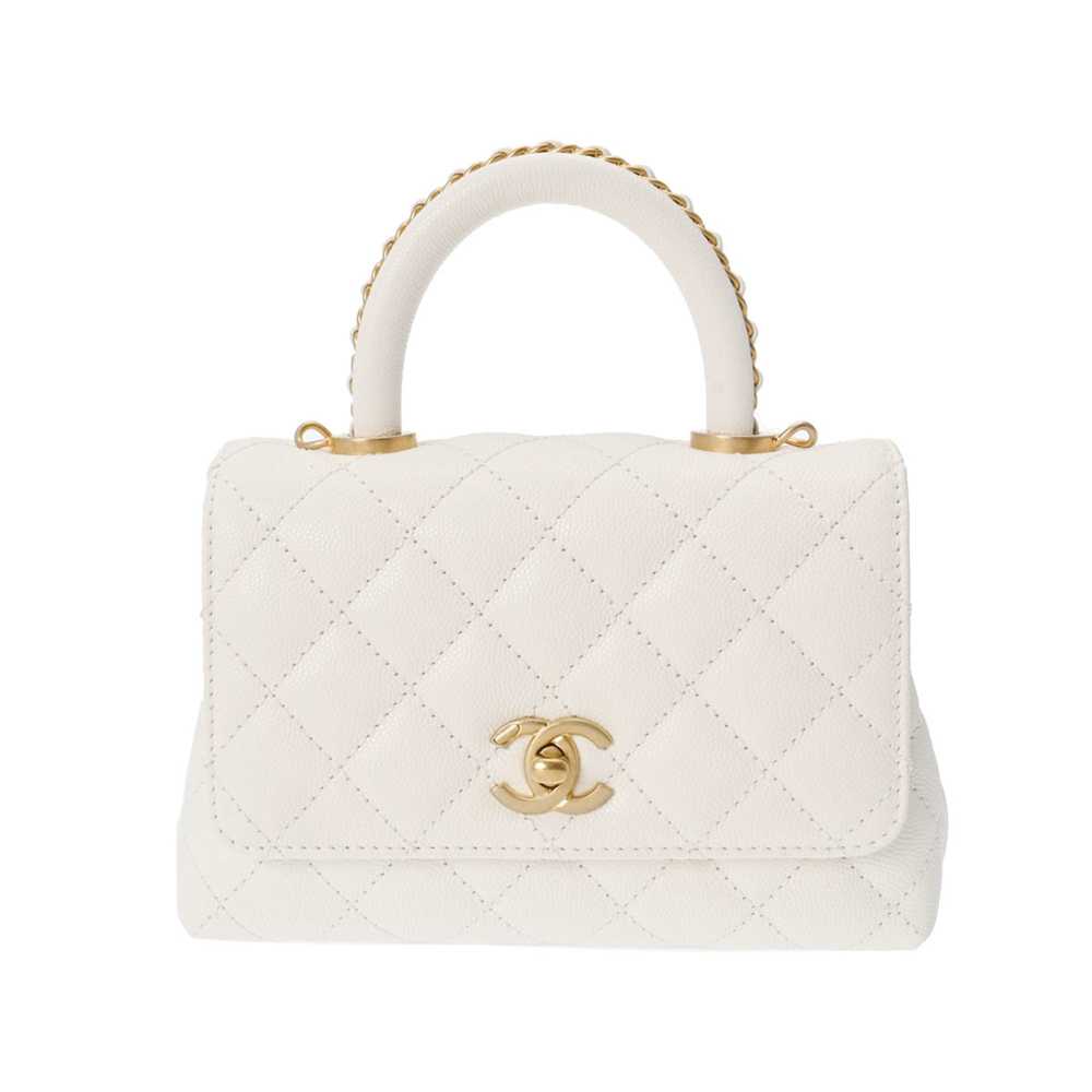 CHANEL Matelasse Coco Handle XXS Chain White AS22… - image 1