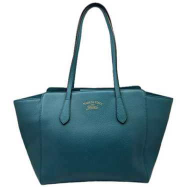 GUCCI Swing 354408 Tote Bag Handbag Leather Blue … - image 1
