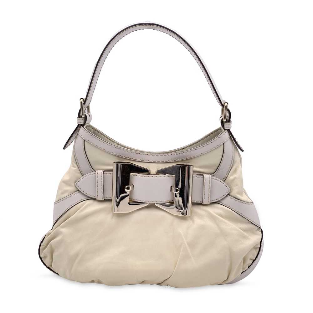 GUCCI White Leather Queen Hobo Shoulder Bag - image 1