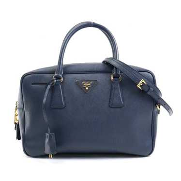 PRADA Handbag Crossbody Shoulder Bag Leather Navy… - image 1