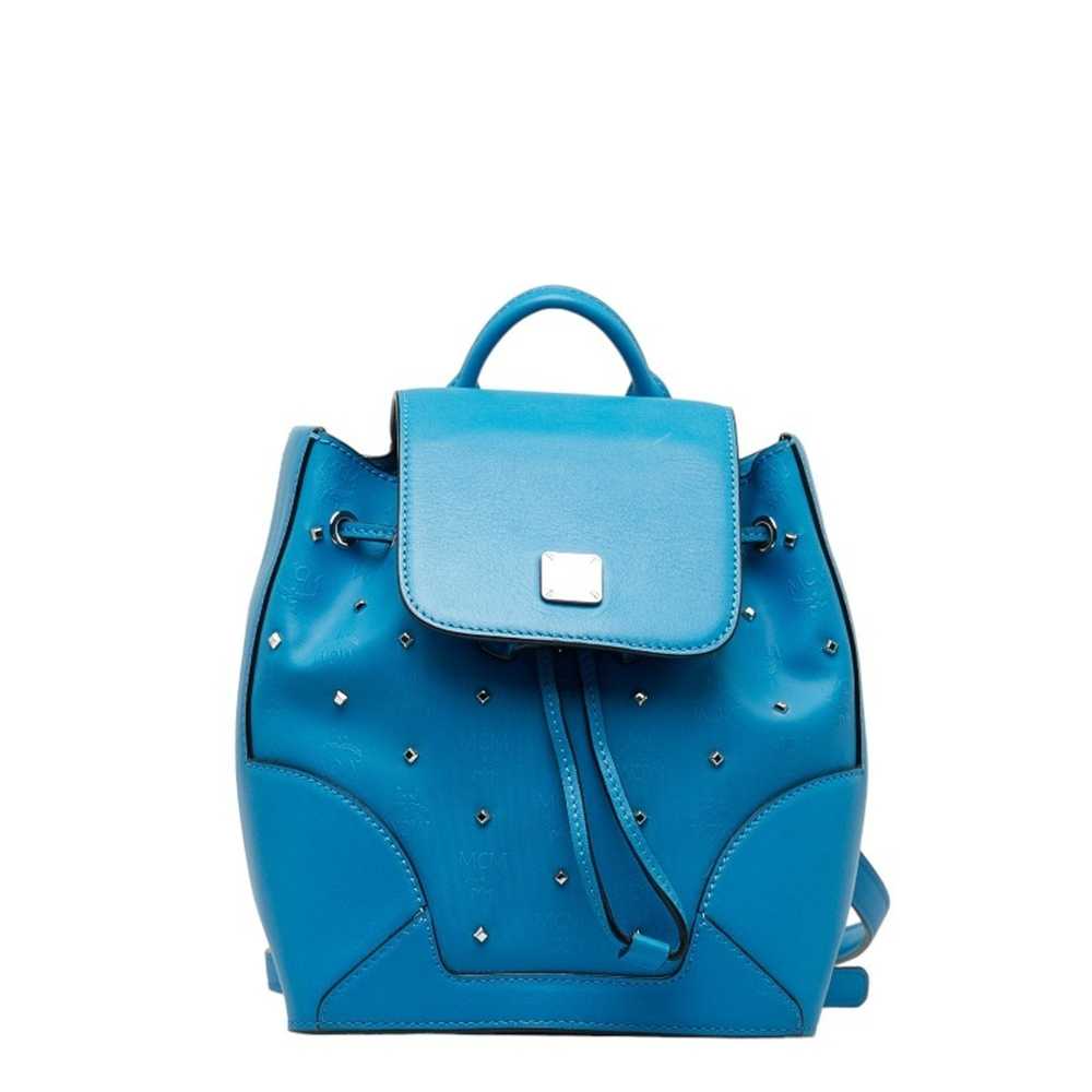 MCM Visetos Backpack Light Blue PVC Leather Women… - image 1