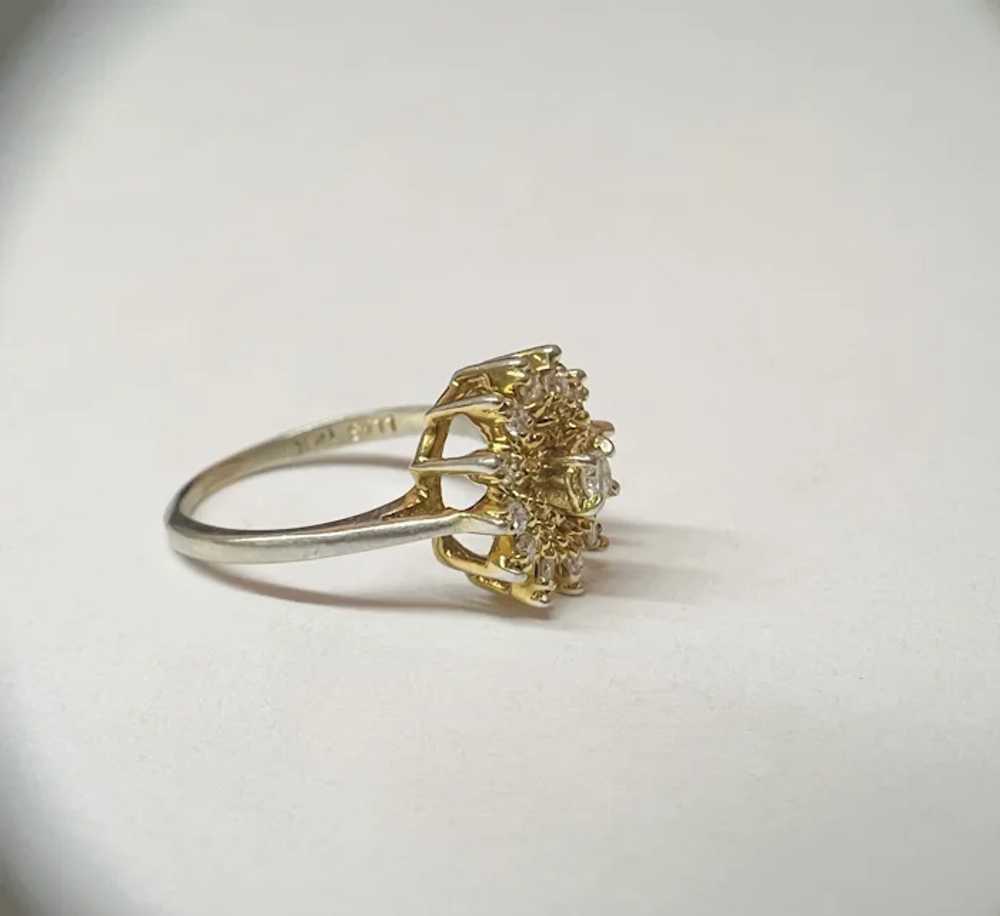 Vintage 14k Gold and Diamond Sunflower Ring - image 2