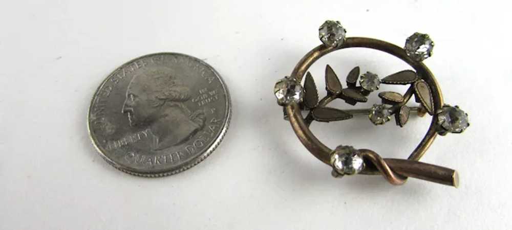 Early Gold Tone Pin With Clear Crystals - image 11