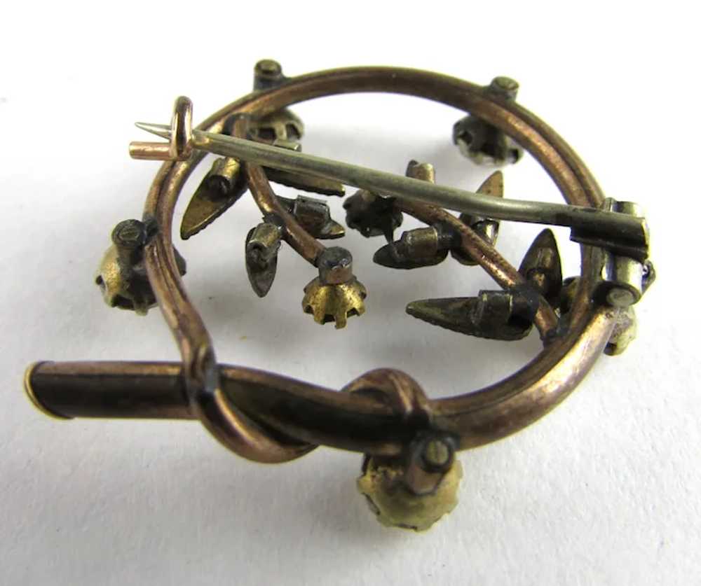 Early Gold Tone Pin With Clear Crystals - image 3