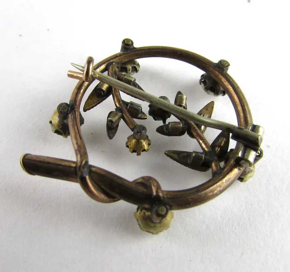 Early Gold Tone Pin With Clear Crystals - image 5