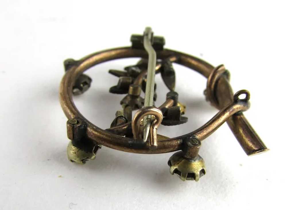 Early Gold Tone Pin With Clear Crystals - image 7