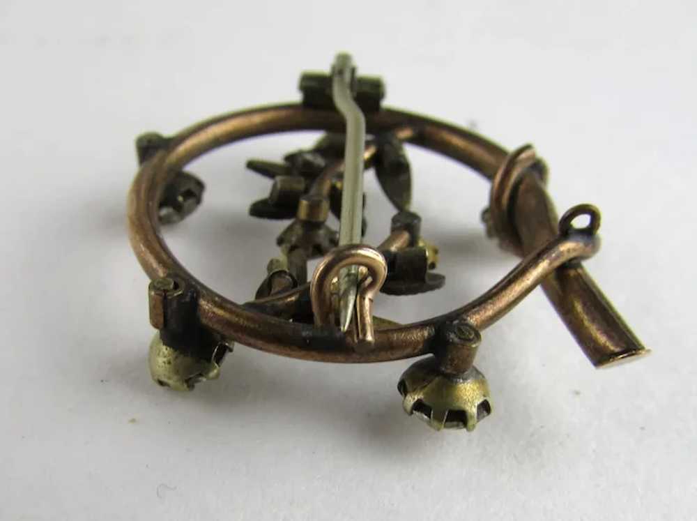 Early Gold Tone Pin With Clear Crystals - image 9