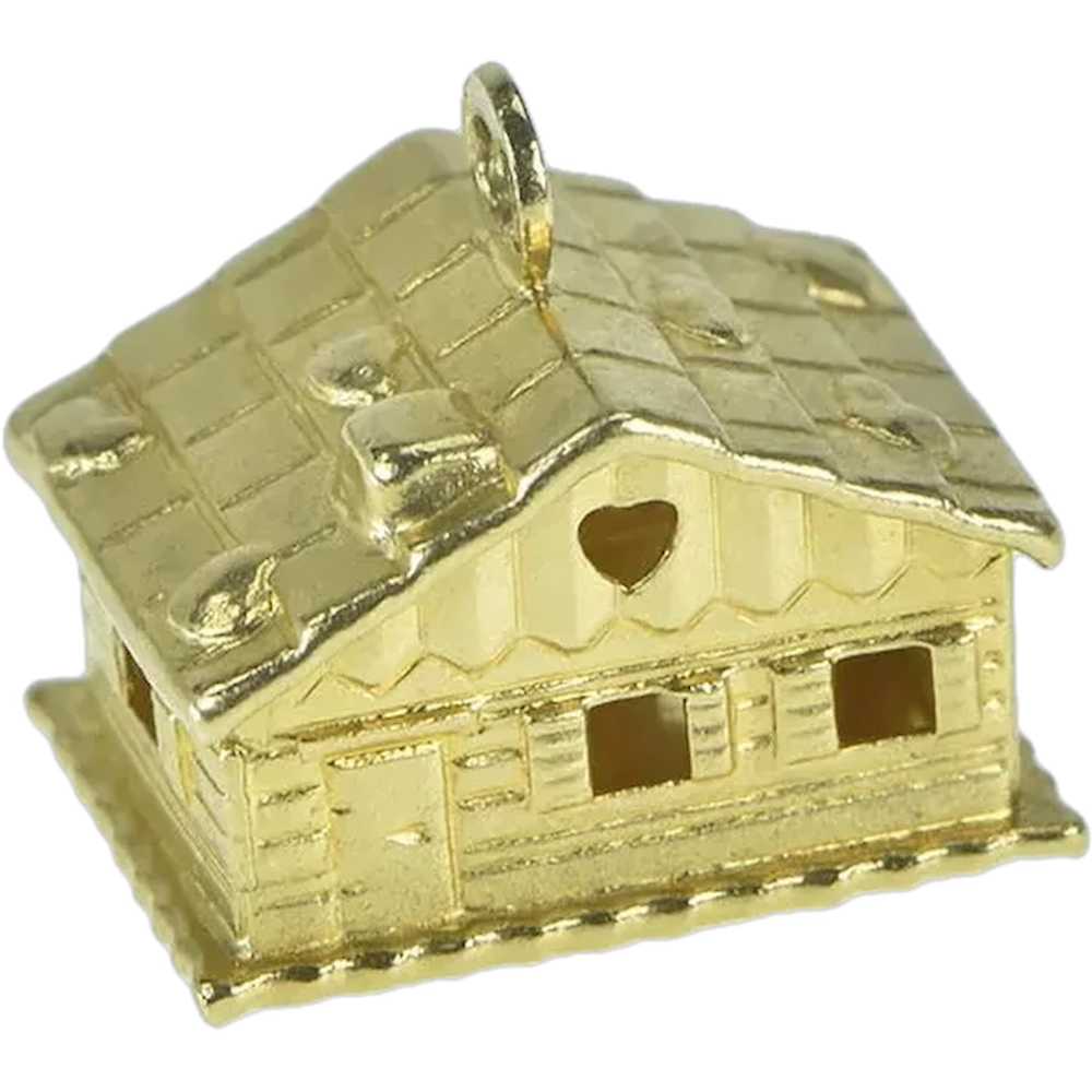 18K 3D House Home Sweet Home Cabin Charm/Pendant … - image 1