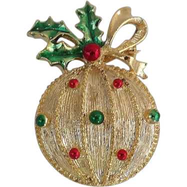 Vintage Ladies Holiday Costume Jewelry Pinback Br… - image 1