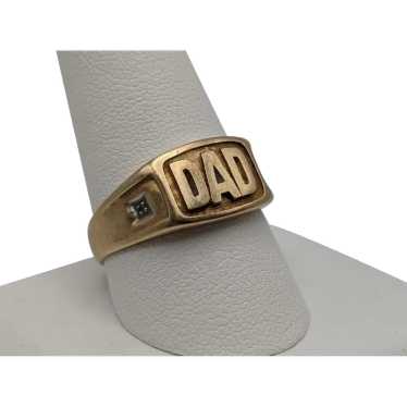10k Yellow Gold DAD Diamond Ring Mens Father Stat… - image 1