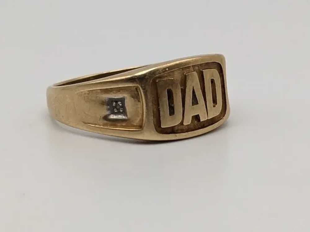 10k Yellow Gold DAD Diamond Ring Mens Father Stat… - image 2