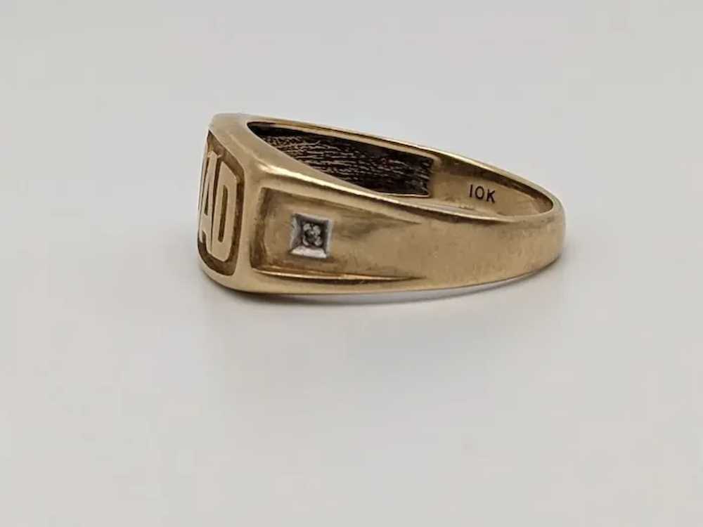 10k Yellow Gold DAD Diamond Ring Mens Father Stat… - image 3
