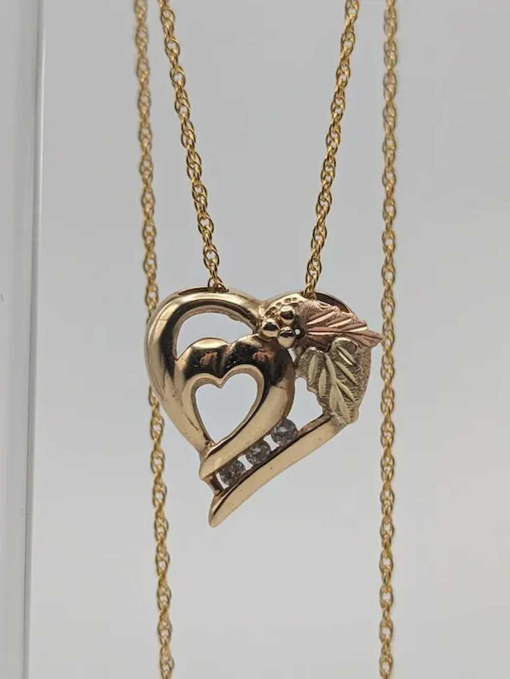 10k Black Hills Rose Gold Diamond Heart Pendant w… - image 10