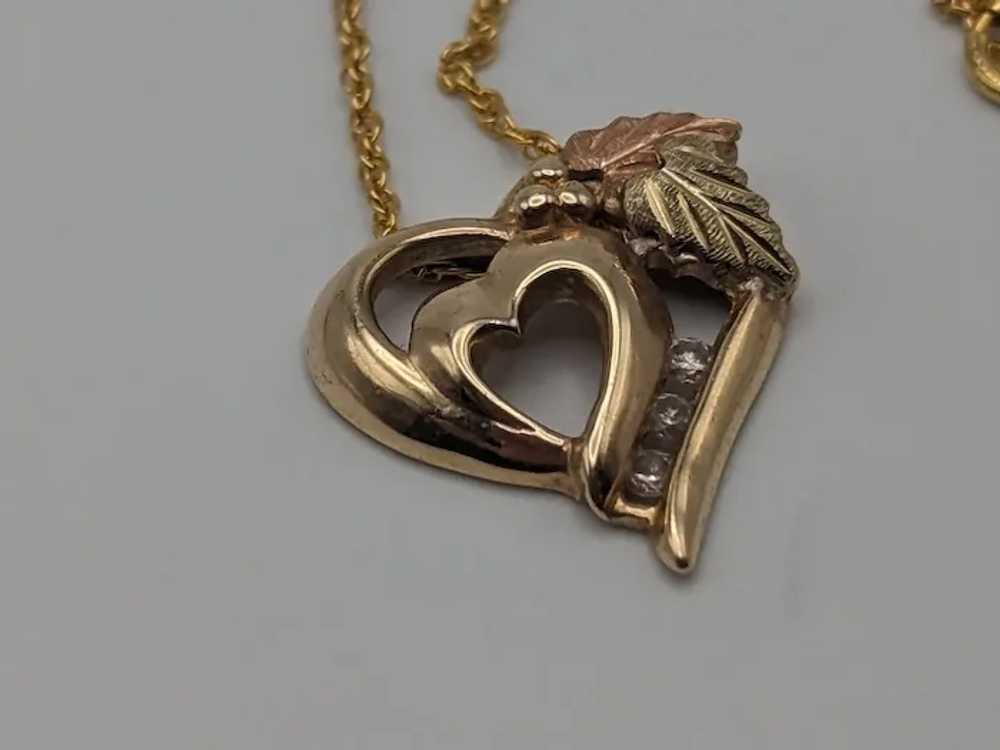 10k Black Hills Rose Gold Diamond Heart Pendant w… - image 2