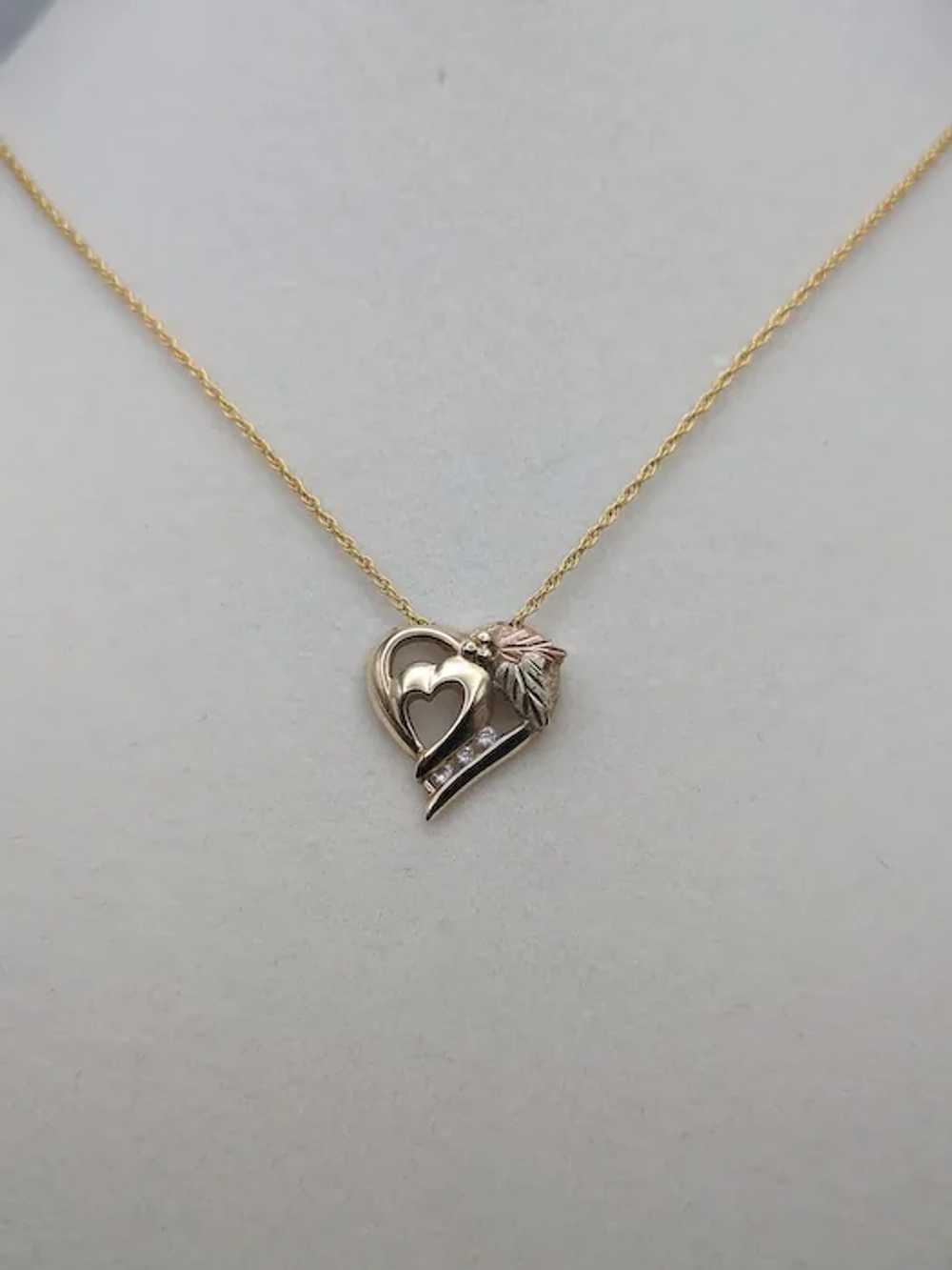 10k Black Hills Rose Gold Diamond Heart Pendant w… - image 6