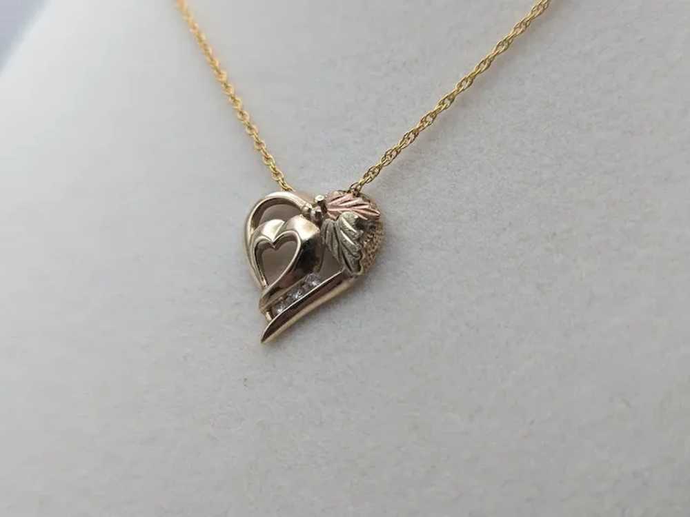 10k Black Hills Rose Gold Diamond Heart Pendant w… - image 7