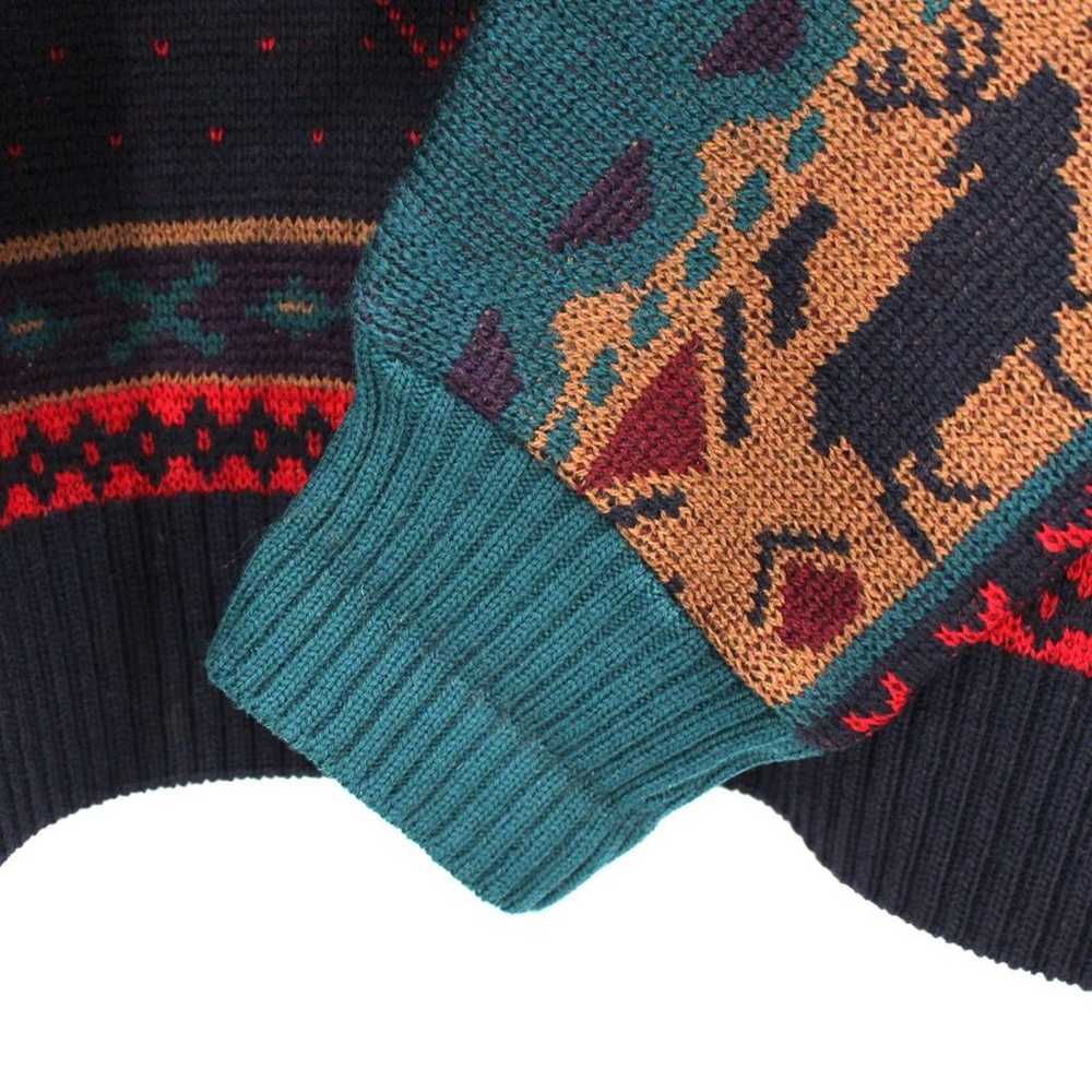 Pendleton Virgin Wool Nordic Green Navy Elk Knit … - image 4