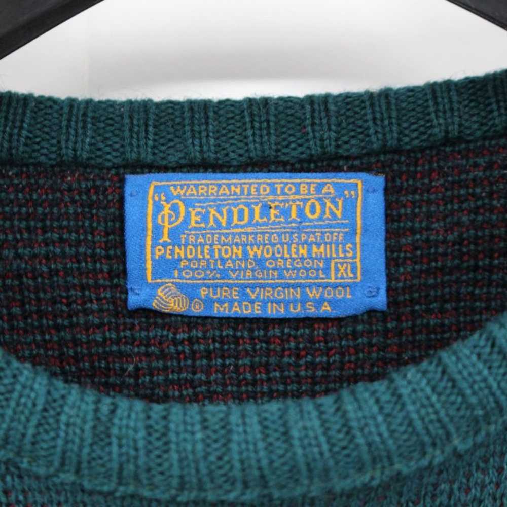 Pendleton Virgin Wool Nordic Green Navy Elk Knit … - image 7