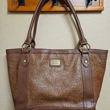 Frye and Co Tooled Floral Tote