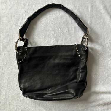Tosca Blu Tan Stitching Leather Handbag in Black