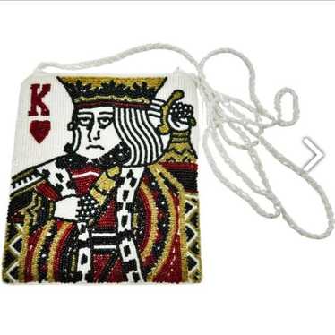 Vintage King of Hearts Glass Beaded Purse - image 1
