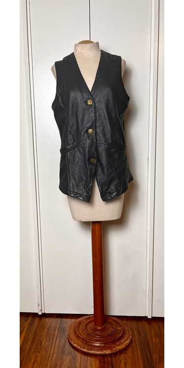 Vintage 1990's "Braefair" Black Leather Vest
