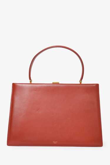 Celine 2017 Red Leather Clasp Medium Top Handle