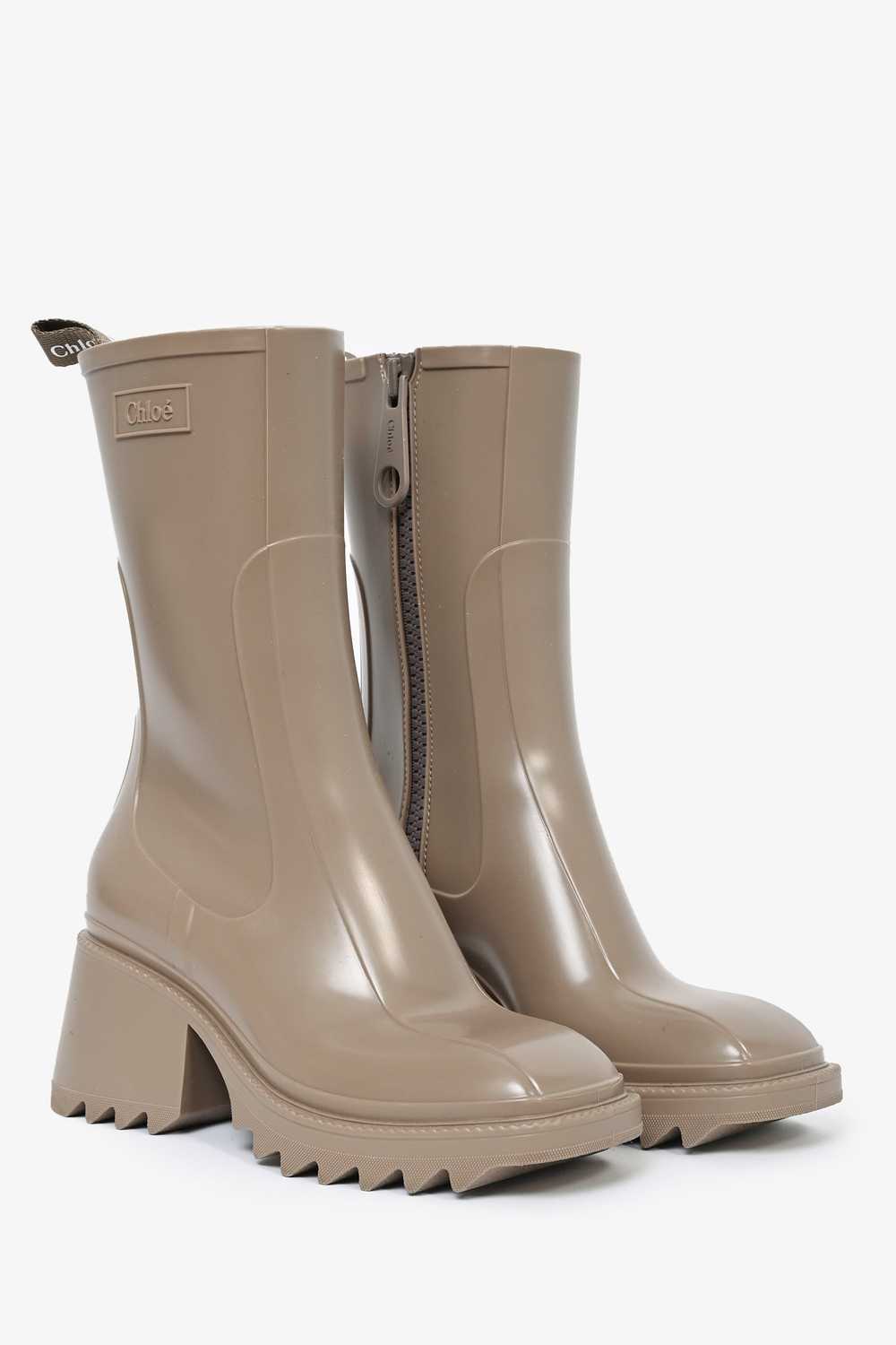 Chloe Taupe Zip Up 'Betty' Rain Boots Size 35 - image 2