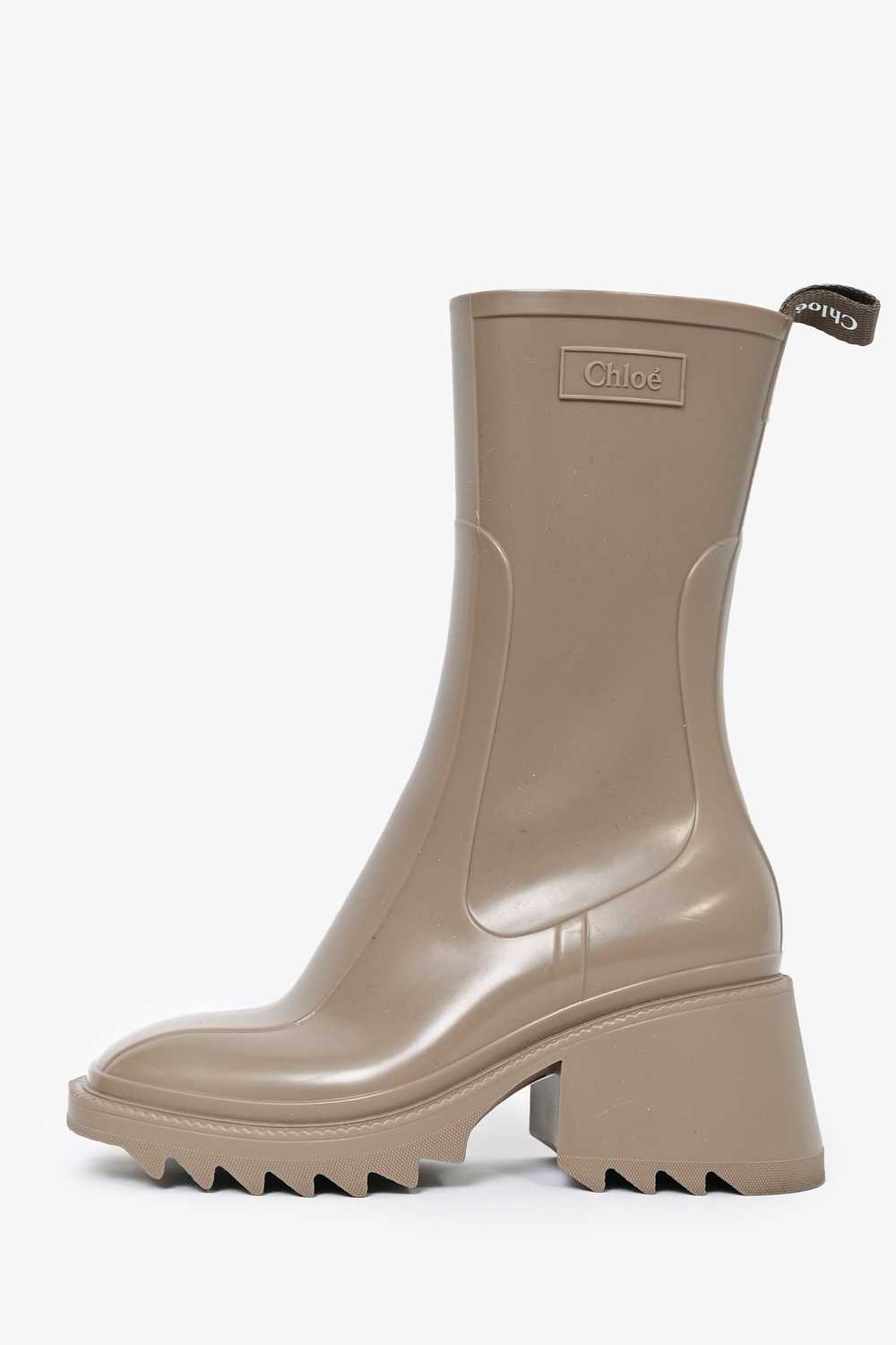 Chloe Taupe Zip Up 'Betty' Rain Boots Size 35 - image 4