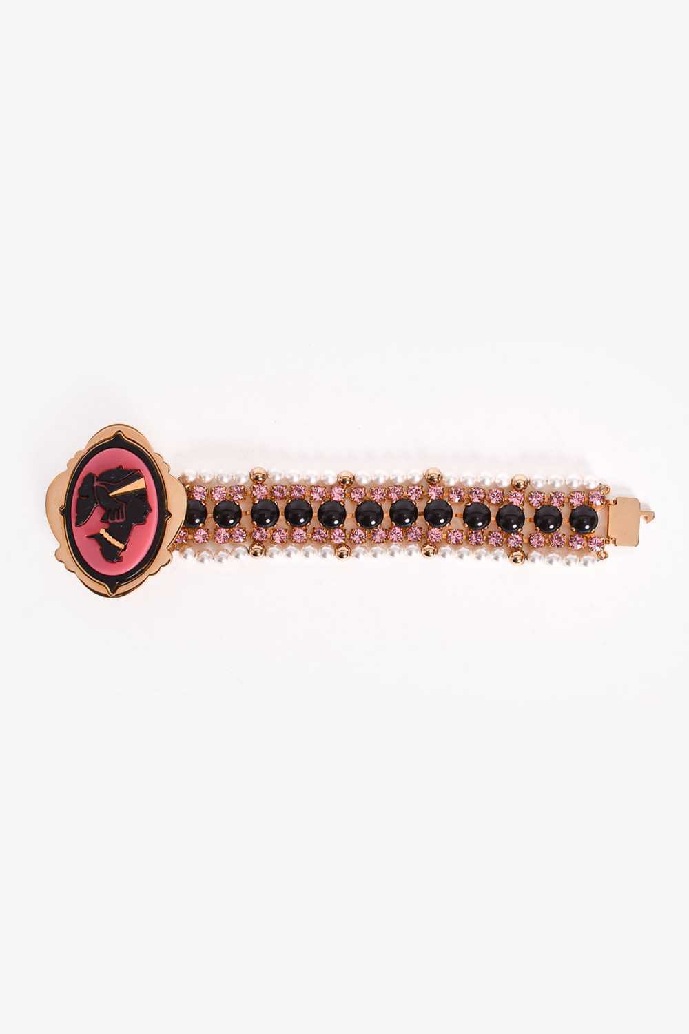 Miu Miu Pearl/Pink/Black Crystal Bracelet - image 1