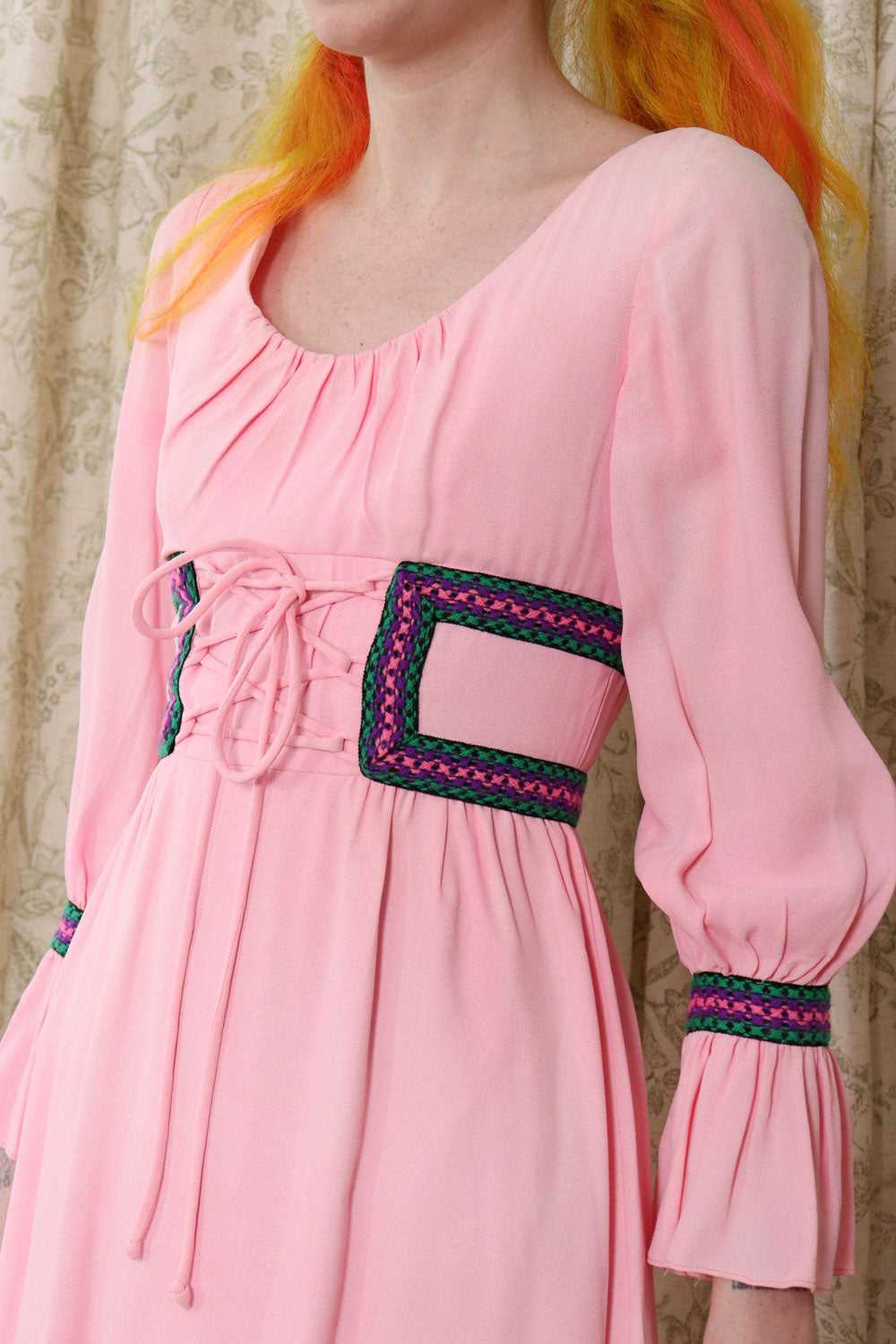 Candy Pink Folk Corset Mini XS - image 2