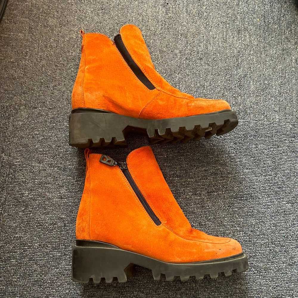 Orange suede mini platform boots, orange Bogner b… - image 1