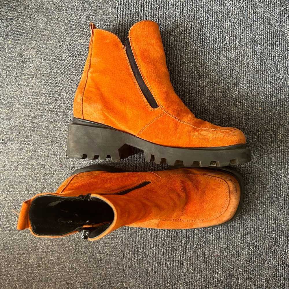 Orange suede mini platform boots, orange Bogner b… - image 2