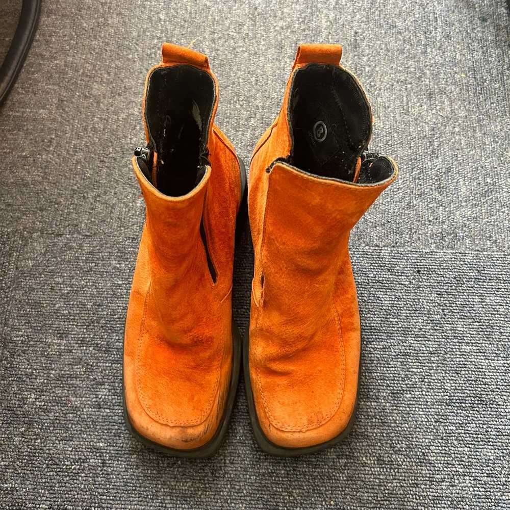 Orange suede mini platform boots, orange Bogner b… - image 3