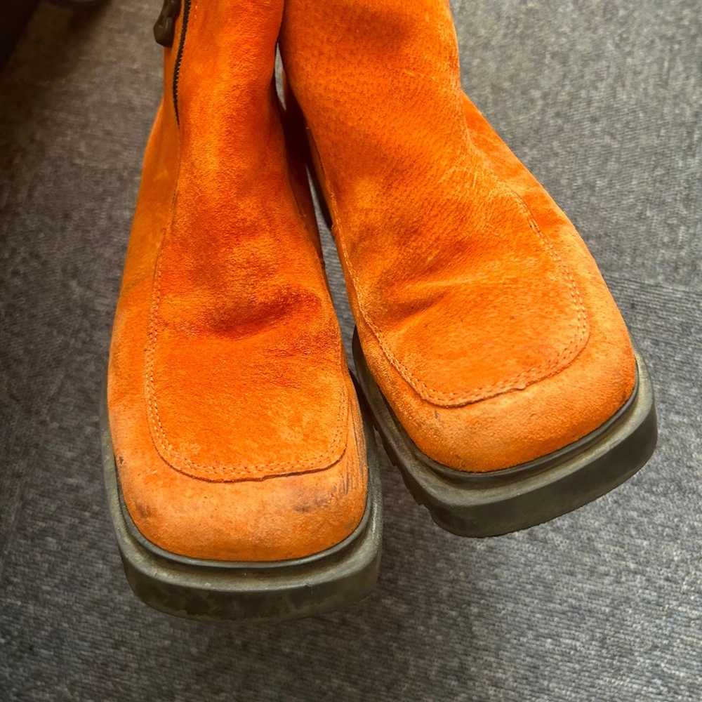 Orange suede mini platform boots, orange Bogner b… - image 4