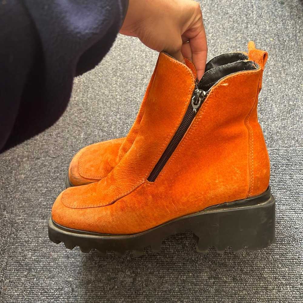 Orange suede mini platform boots, orange Bogner b… - image 5