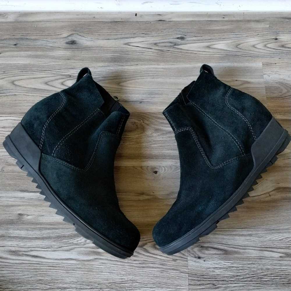 Sorel Evie Bootie Waterproof Suede Leather Black … - image 1