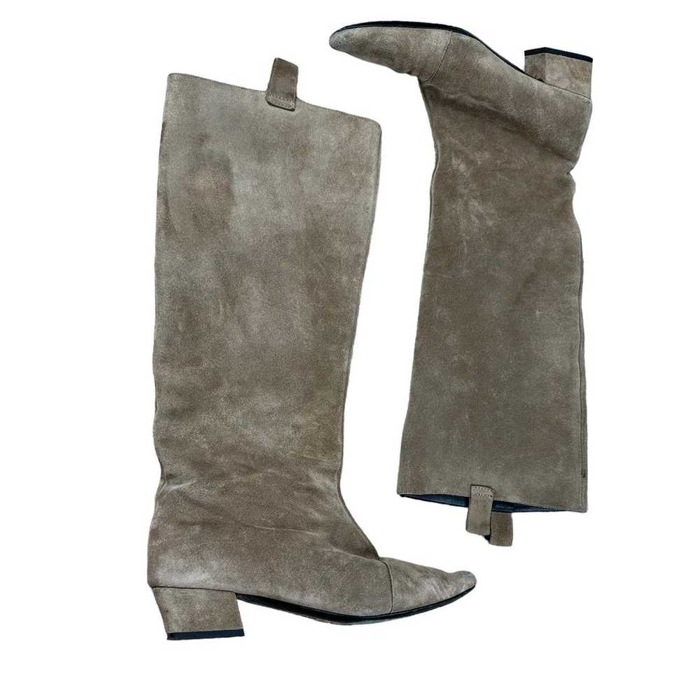 BY FAR Brown Suede Leather Heeled Pull On Boots S… - image 2