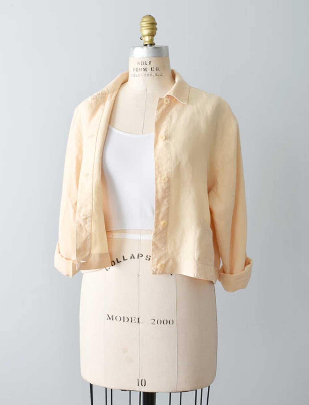 vintage cropped linen shacket (m) - image 3
