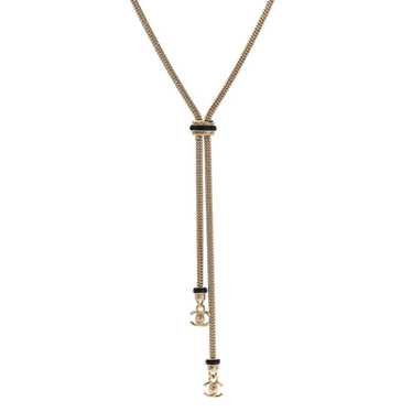 CHANEL Metal Lambskin CC Turnlock Lariat Necklace… - image 1