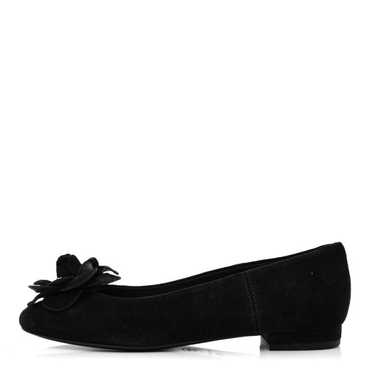 CHANEL Suede Camellia CC Ballerina Flat 36.5 Black