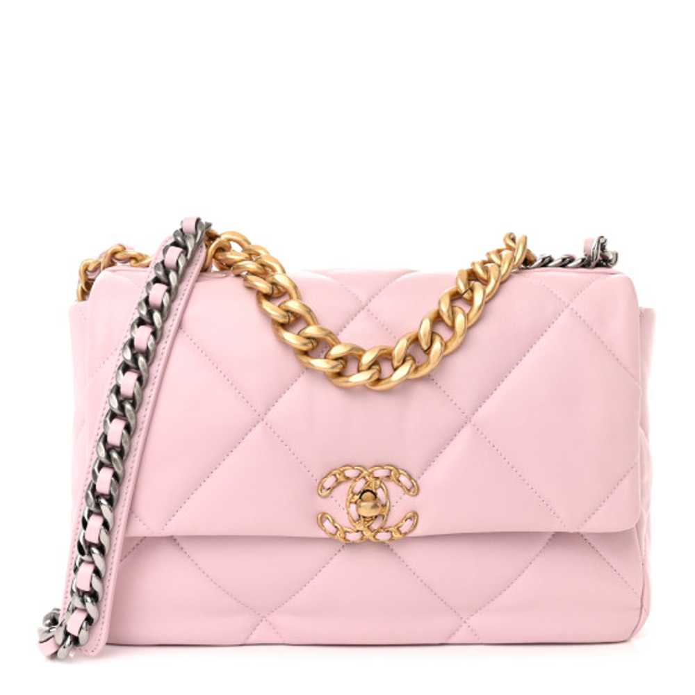 CHANEL Lambskin Quilted Medium Chanel 19 Flap Lig… - image 1