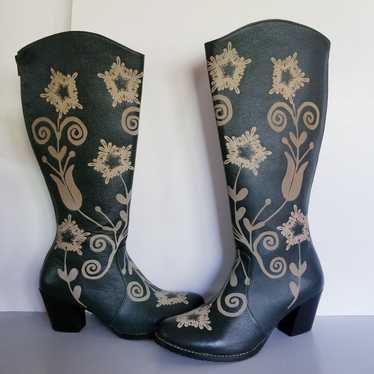 Anthropologie Artemis Boots Engraved Leather Boot… - image 1